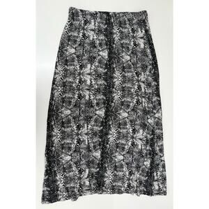 Christopher & Banks Womens Skirt Size Medium Black White Midi Elastic Waist